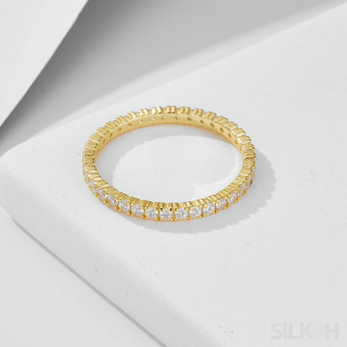 Square Cut Sterling Silver Eternity Band Nan - Jewelry